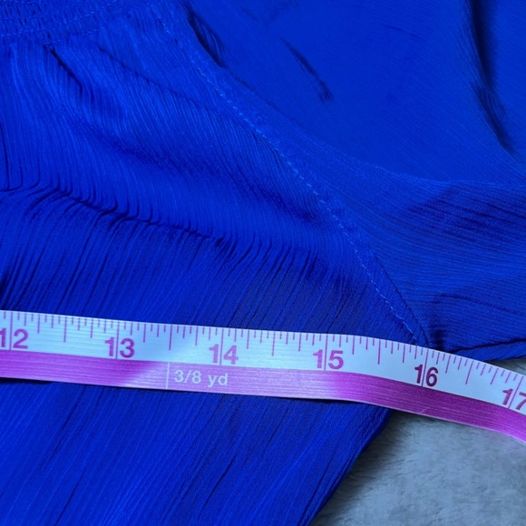 Hollister Womens Size XS Blue Ruffle Peasant Blouse Y2K Boho Smocked Waist Sheer - Picture 9 of 13